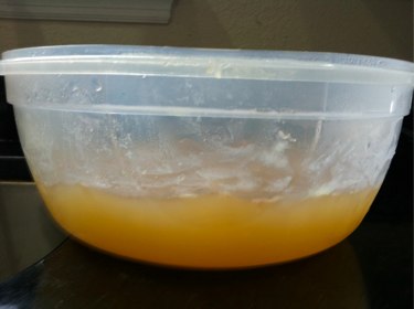 Scrape off fat and discard